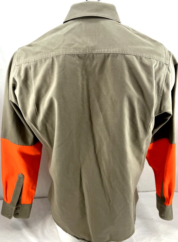 Vtg Galyan's Master Sportsman Button Up Collar Orange Khaki Hunting Shirt Mens M - Image 3 of 4