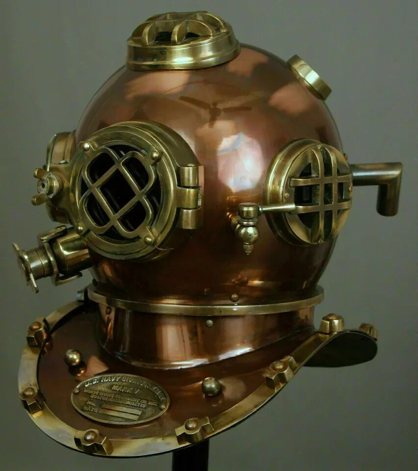 Copper Antique Diving Helmet US Navy Mark V Deep Sea Marine Divers ...
