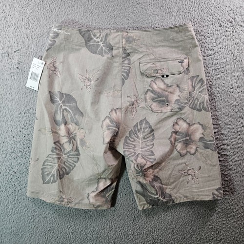 NWT Hurley Board Shorts Swim Trunks Men 30 No Liner Leaf Print Gray - Picture 8 of 13