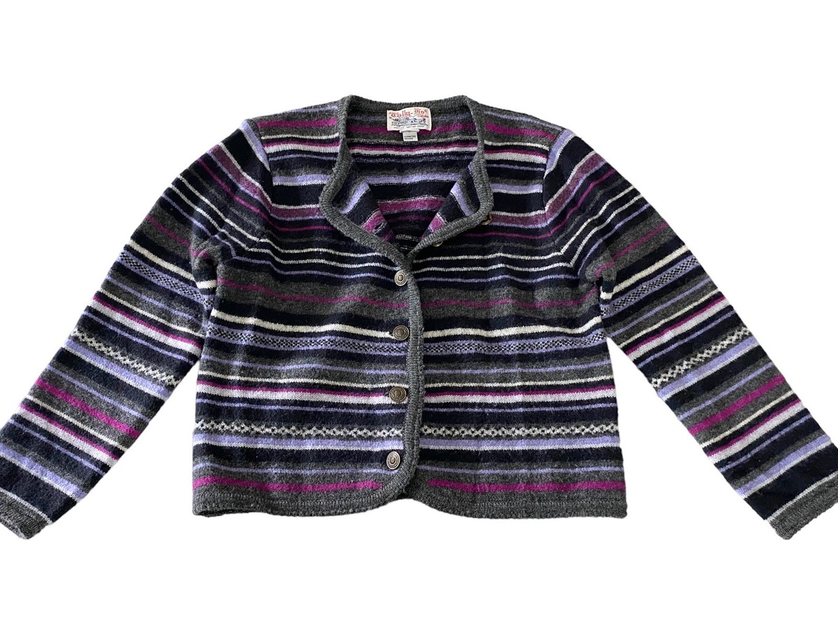 Vintage Tally Ho Cardigan Sweater Women Medium Petite Purple Wool