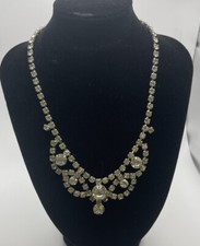 Vintage Antique Victorian Style White Rhinestone Necklace 15 Inches