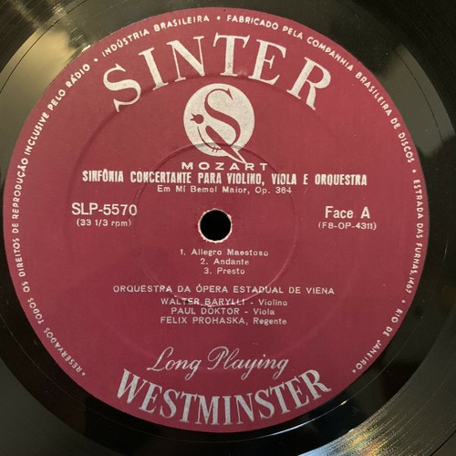 WALTER BARYLLI violin & PAUL DOKTOR viola MOZART WESTMINSTER SLP