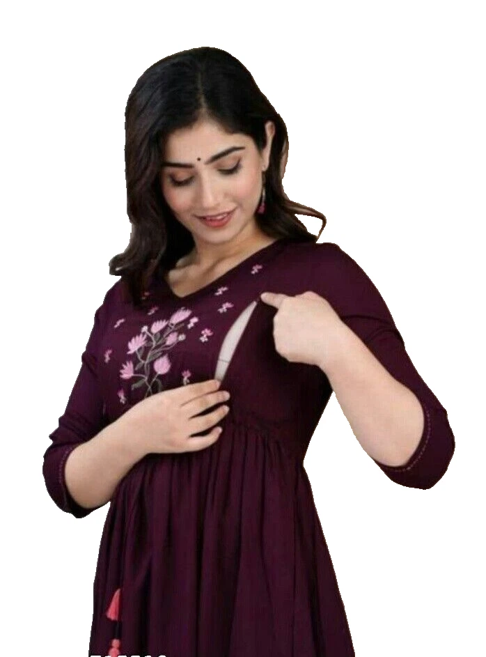 Nursing gown breast feeding maternity classic dress with zip & lace size  L - Image 2 of 3