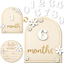 Baby Monthly Milestone Cards with Hello World Newborn Sign, Daisy Baby Milest...
