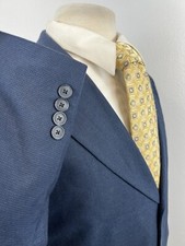 Stafford Men  s Blue Houndstooth Cotton 3 Button Sport Coat Blazer Sz 44 S