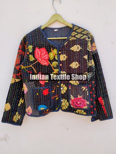 Cotton Women's Kantha Jacket Patchwork Boho Style Kantha Handmade Jackets