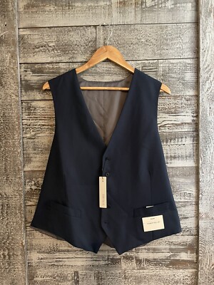 Perry Ellis Portfolio Blue Sharkskin Vest Men's Size L New With