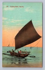 Fishing Boat MANILA Philippines Antique Denniston's Sailing Postcard ~1910s