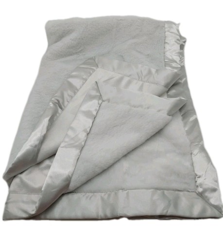 Cloud Island Gray Baby Blanket Satin Trim 30"x38"