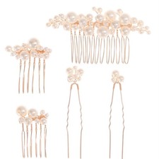 Handmade Pearl Bridal Wedding Hair Accessories Set Pearls Clips Bridal Hair P...