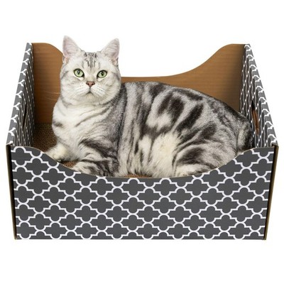 Ultra-Large Cardboard Cat Scratcher Box, Heavy Duty Cat Scratcher Bed with Do...