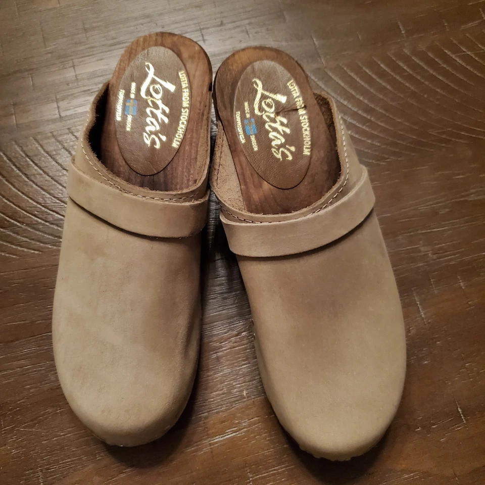 Zuecos clásicos suecos Lotta From Stockholm - cuero nobuck aceitado marrón talla 39/8 Foto 4 de 4