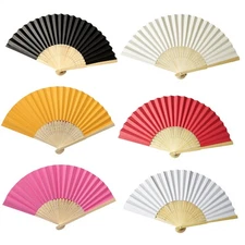 Hand Held Folding Fan Vintage Handheld Silk Folding Fans With Frames 8" Gift