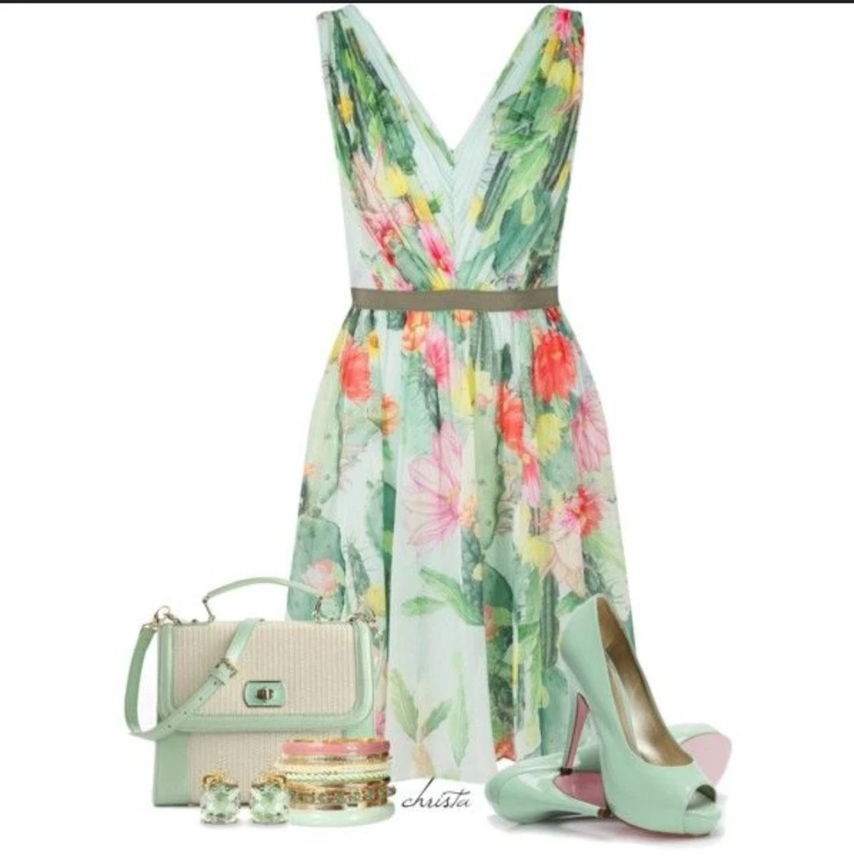 Vestido floral verde Matthew Williamson talla 4 Foto 4 de 4