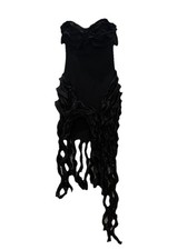 Strapless Ruffle Accent Bandage Mini Dress Black Med Bodycon Date Night Cocktail