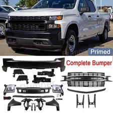 Front Bumper Primed & Grille Assembly Kit For 2019-2021 Chevrolet Silverado 1500