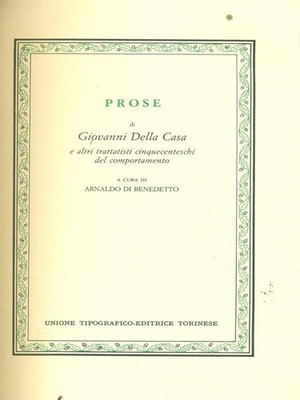 PROSE DIE LITERATUR/KRITIK/GESCHICHTE ERSTE AUSGABE DES HAUSES, GIOVANNI UTET-