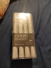 Copic Sketch Markers 12 pc set of Cool Gray C00 C0 C1 C3 C4 C5 C6 C7 C8 C9 NEW