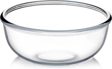 NUTRIUPS 6 Quart Large Glass Mixing Bowl, Clear Large Salad Bowls Glass Big 