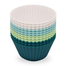 Silicone Baking Muffin Cups Jumbo Size 12 Pack 3.54inch White Green Navy Dusty