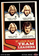 1974 Topps #197 Garry Unger / Pierre Plante Blues Leaders 3 - VG