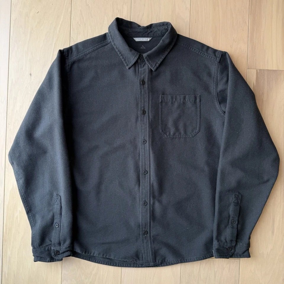 Smartwool Merino Wool Flannel Large Black Button Up Shirt Minimalist Outerwear - Image 2 of 4