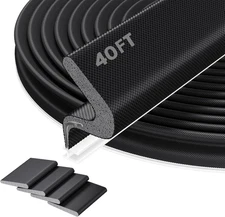 40FT Kerf Weather Stripping Door Frame Seal Soundproof Draft Stopper Black Set