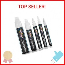 CHALKY CROWN 5pc White Chalk Markers - Non-Toxic Liquid Chalkboard Markers, Whit