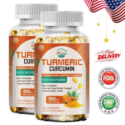 Turmeric Curcumin Ginger 1950mg Black Pepper Extract Complex 240 Capsules