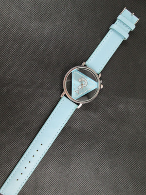 Womage Womens Quartz Sky Blue Band Transparent Sliver Tone Case New