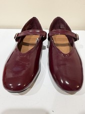 A New Day Burgundy Patent Leather Mary Jane Flats Buckle Adjustable Strap Women