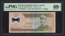 Dominican Republic 20 Pesos 2017 P182 Polymer Uncirculated Graded 69