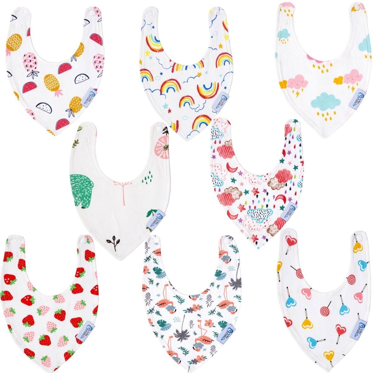 Baby Bandana Dribble Bibs Organic Cotton Pack Of 8 - Girls
