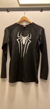 Mens Spiderman Black Compression LS Shirt Large