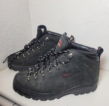 Vintage 90 s Black Leather Nike Air ACG Hiking Boots, Women s Size 7.5