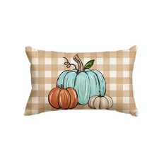Fall Decorations Pumpkin Buffalo Plaid Pillow Cover Thanksgiving Gift 12"x20"