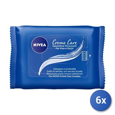 6X Nivea Creme Care Cleansing Wipes Face 25Pz
