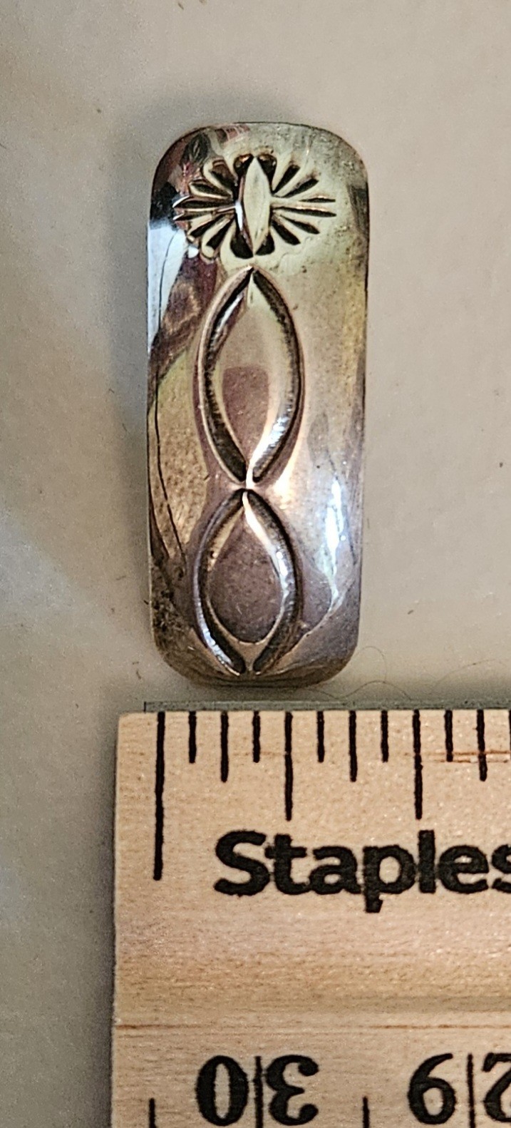 Sterling Silver Rectangular Stamped Earrings, Pos… - image 5