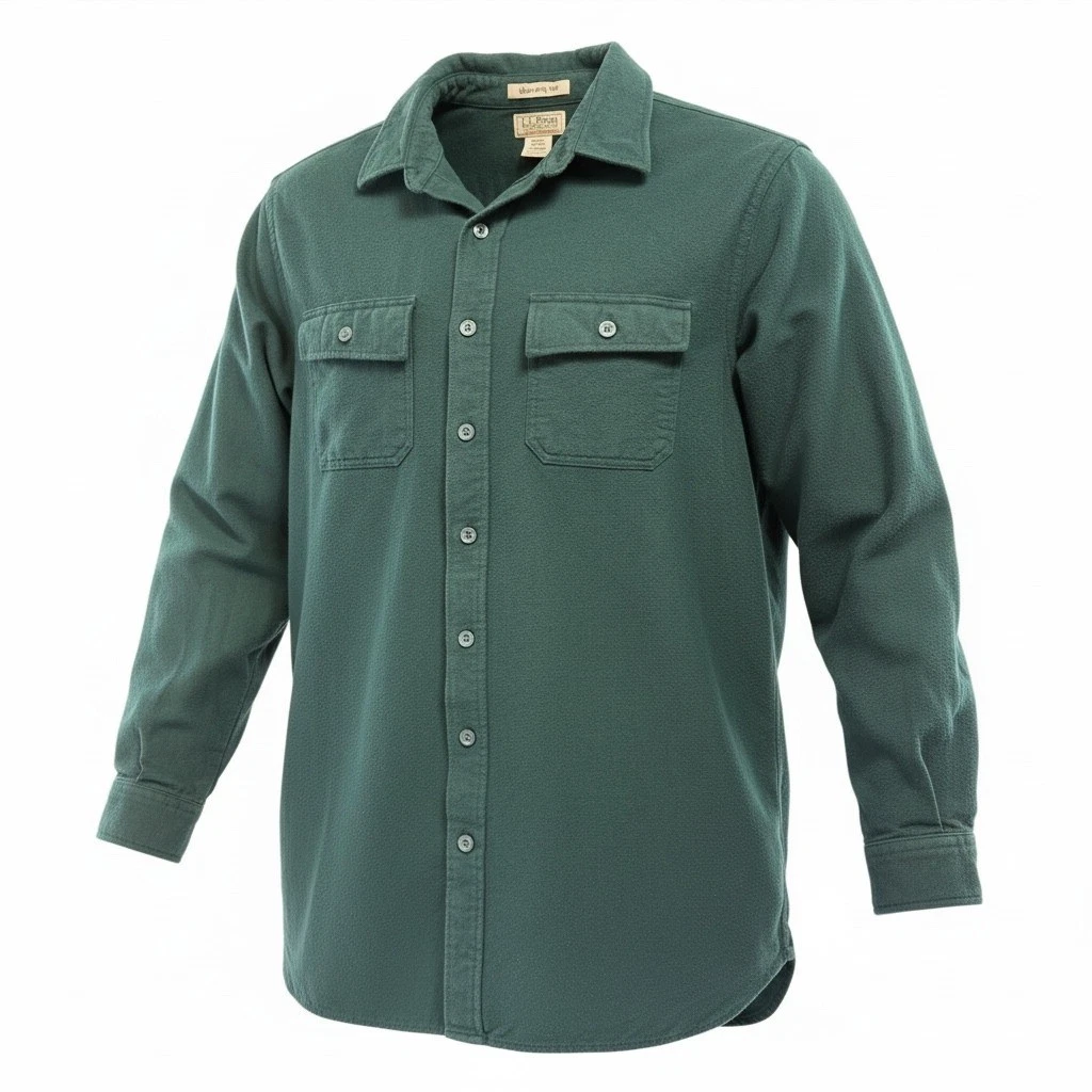 LL Bean Mens XL Tall Hunter Green Chamois Cloth Flannel Shirt (L34)