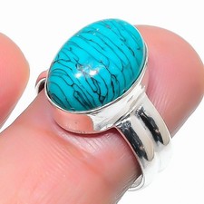 Green Turquoise Gemstone 925 Sterling Silver Jewelry All Size Ring For Gift