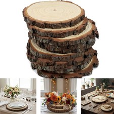 Large Natural Wood Log Slice 9-10 Inch With Tree Bark Wedding Table Centerpiece