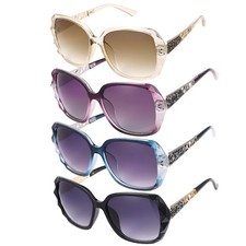 4 Pcs Women Large Sunglasses UV400 Oversized Glasses with Sparkling Large Frame