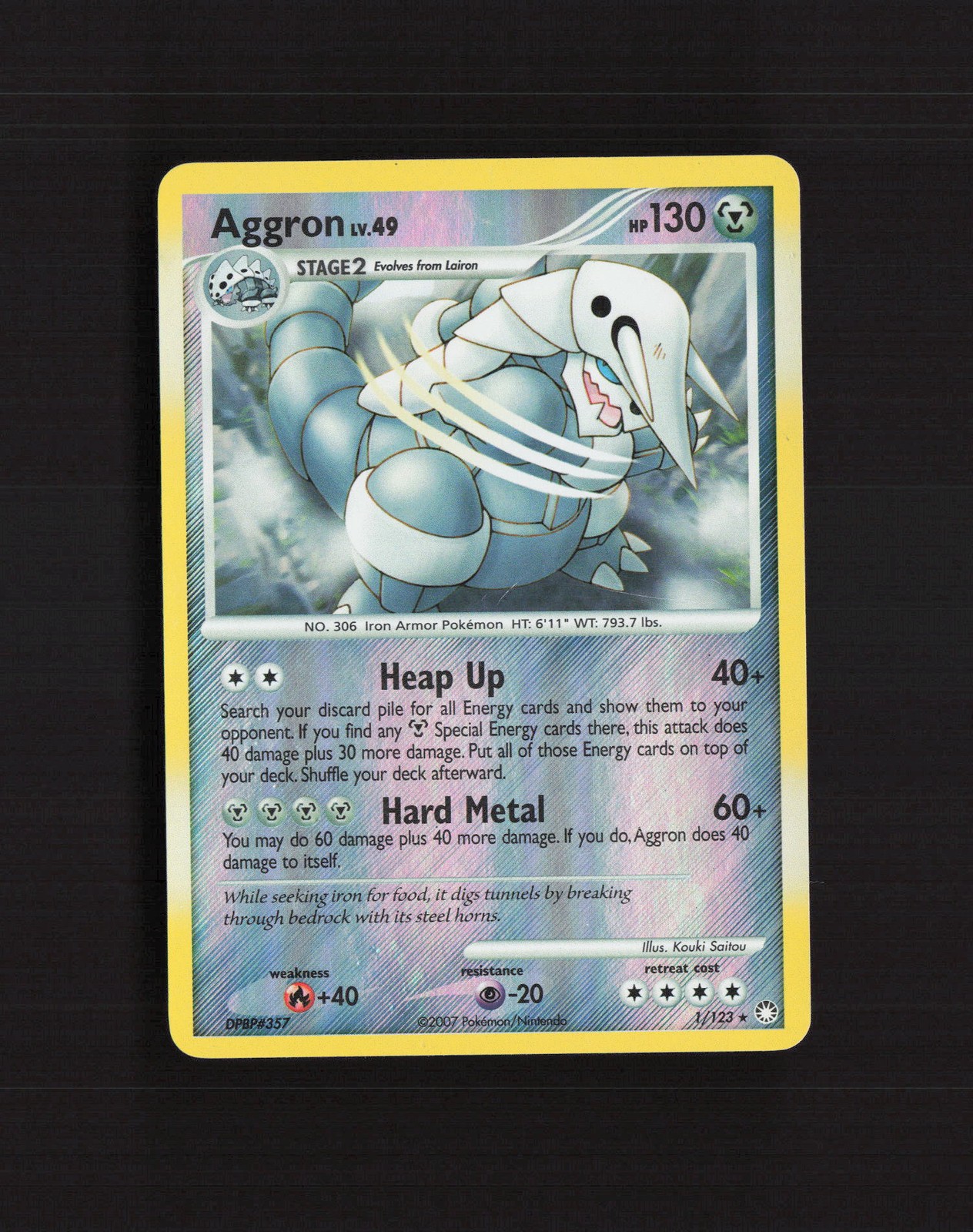 Aggron 1/123 Mysterious Treasures Reverse Holo Pokemon Card MP