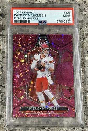 Patrick Mahomes 2024 Mosaic No Huddle Pink Prizm #’d/20 PSA 9 MINT Chiefs