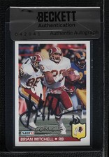 BAS 1992 Fleer Brian Mitchell #426 Seal of Authenticity Auto 3c7