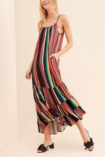 Farm Rio Rainbow Shimmer Maxi Dress LARGE beautiful