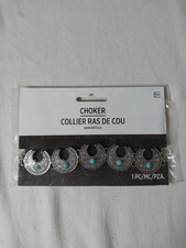 Halloween Choker Silver Tone Costume Cosplay Accessory Amsan 