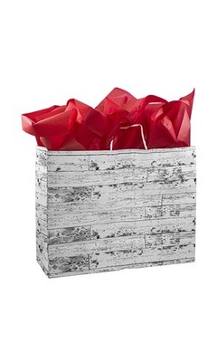 SSWBasics Large Wood Pattern Paper Shopping Bags - Case of 100