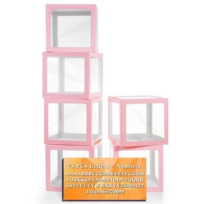 Transparent Balloon Boxes with 78 Letters Numbers for Custom Name