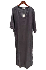 Barefoot Dreams MC Sun Soaked Crinkle Cotton V-Neck Caftan Carbon